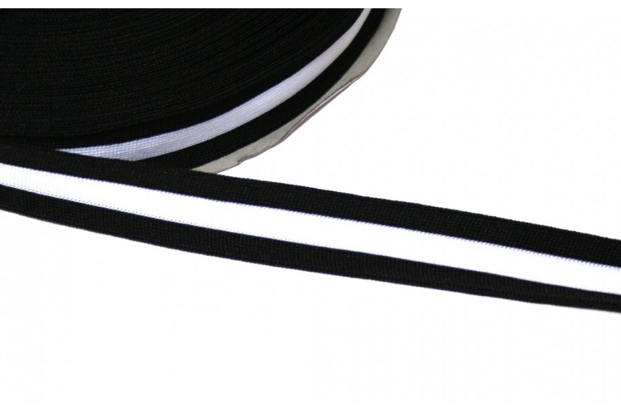 1m elastisches Streifenband 25mm weiss/schwarz
